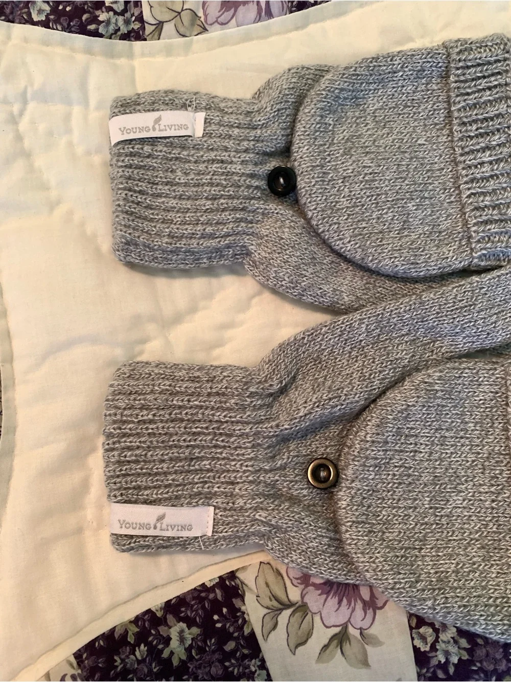 Unisex Gray Young Living brand Convertible Mittens - Cozy Fingerless Gloves